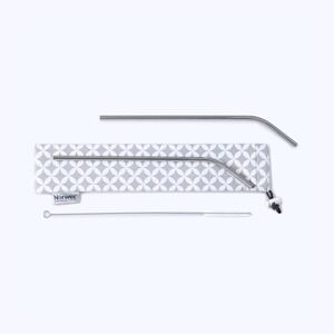 NWT‎ Norwex Stainless Steel Straw Set Reusable Bent Straws Cleaning Brush Travel
